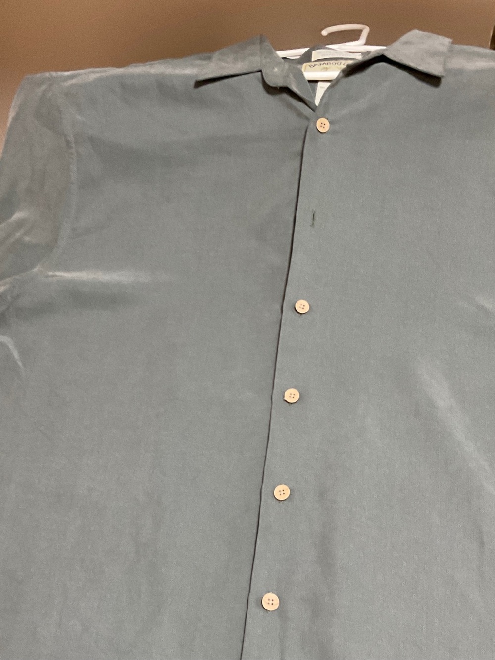 Casual Slate Green Long-Sleeve Button-Up Dress Shirt